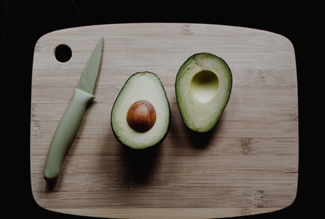 Bamboo cutting board on a kitchen counter