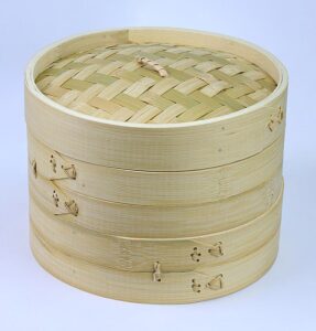 Traditional bamboo steamer basket
